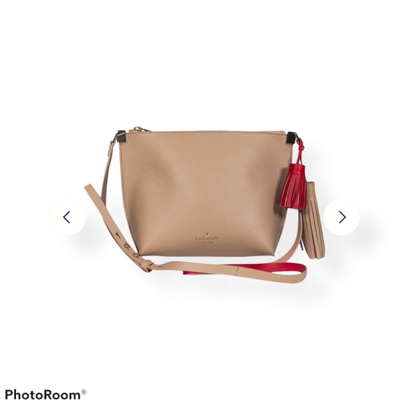 New Kate Spade tan and red leather cross body bag - Picture 8 of 10